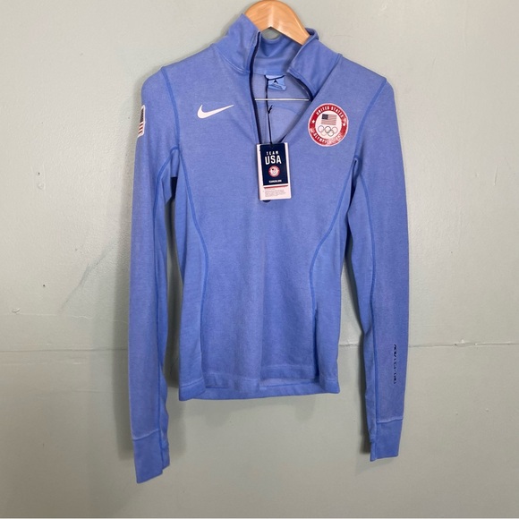 Nike ACG‎ Blue Olympic Team Half Zip Sz Small Thermal USA - Picture 1 of 6